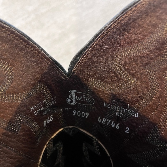 Justin Boots Western Leather Cowboy Boots - Men's 8.5 🔹 Model: 9009 48746 2 - Picture 3 of 5